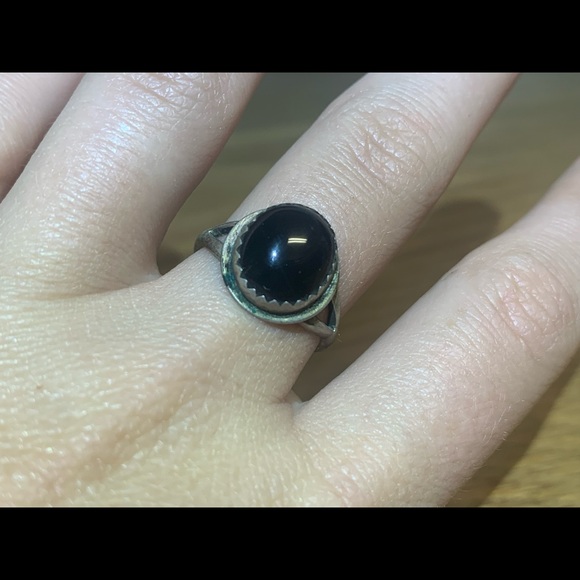 Sterling silver and obsidian ring - Picture 9 of 13